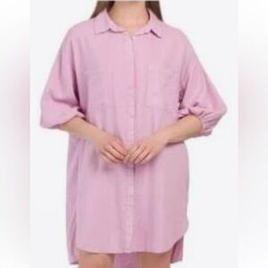 Young Fabulous and Broke Pink/Lavender Button-Up Shirt Dress size Medium